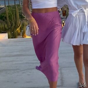 Free People Purple Silk Midi Skirt Size Small